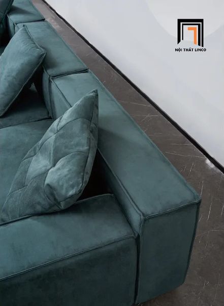 sofa, ghế sofa, bộ ghế sofa vải nhung, sofa xanh lá, sofa góc căn hộ chung cư, sofa góc hiện đại 2m8 x 1m6, sofa giá rẻ