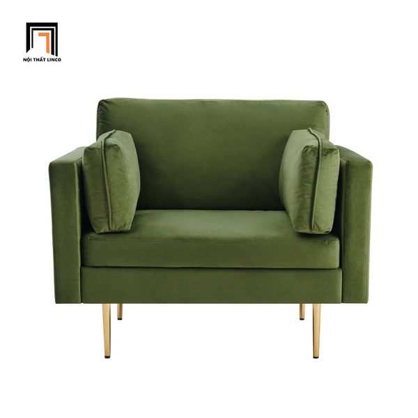 sofa, ghế sofa, sofa đơn vải nhung, sofa đơn phòng khách gia đình, sofa đơn chân inox, sofa màu xanh lá