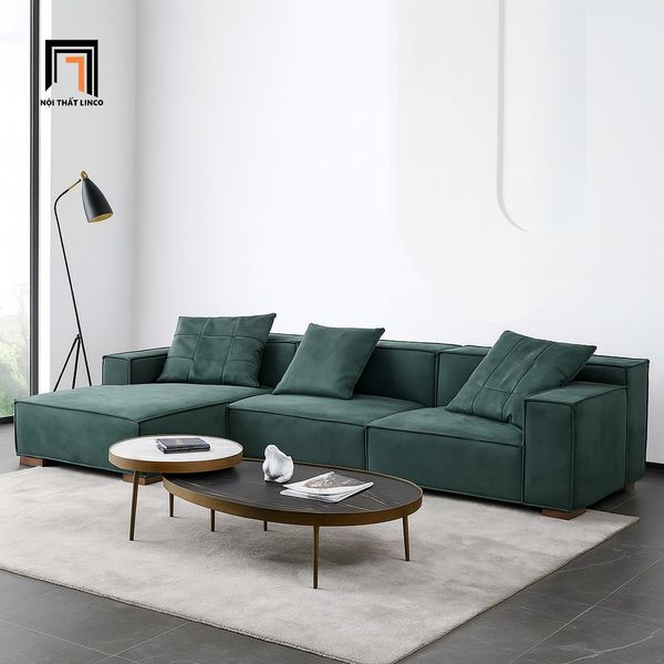 sofa, ghế sofa, bộ ghế sofa vải nhung, sofa xanh lá, sofa góc căn hộ chung cư, sofa góc hiện đại 2m8 x 1m6, sofa giá rẻ