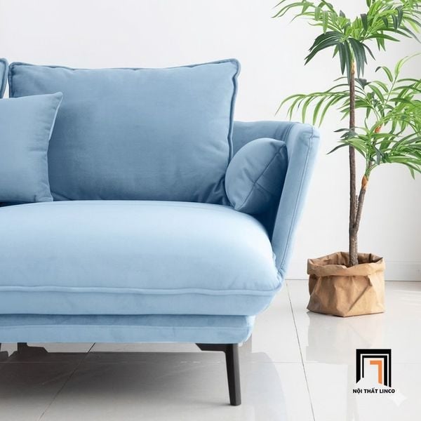 sofa, ghế sofa, sofa góc xanh dương vải nhung, bộ ghế sofa góc 2m4 x 1m6, sofa góc chung cư giá rẻ