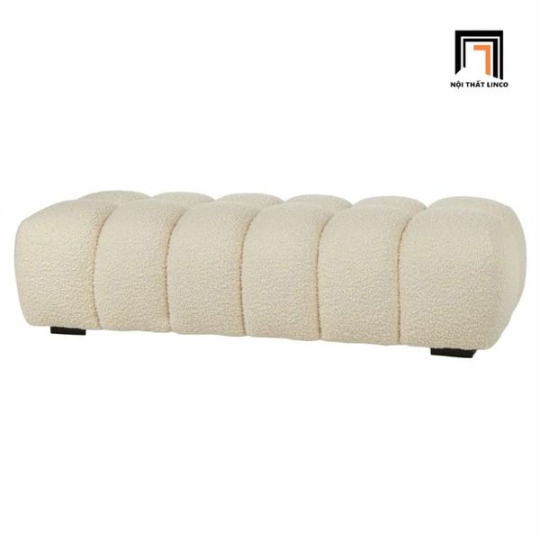 sofa, ghế sofa, đôn sofa, sofa đôn dài vải lông cừu, sofa đôn màu trắng kem