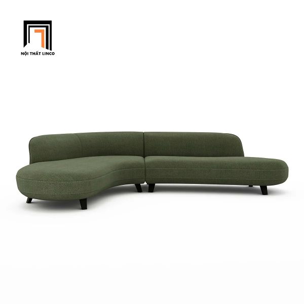 sofa, ghế sofa, sofa góc 2m8 x 1m8, sofa góc màu xanh đậm vải nỉ, bộ ghế sofa góc kiểu dáng cong, sofa đẹp