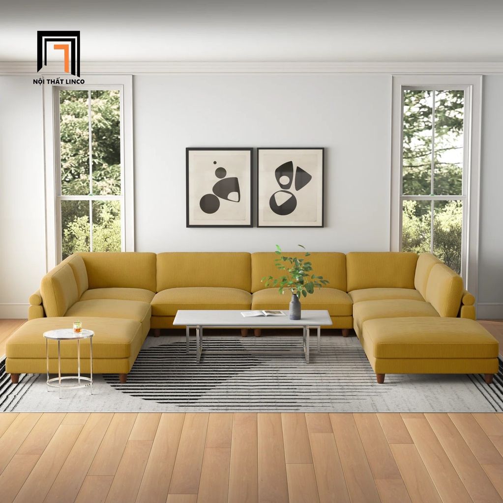 sofa chữ U dài 3m4 cho phòng khách