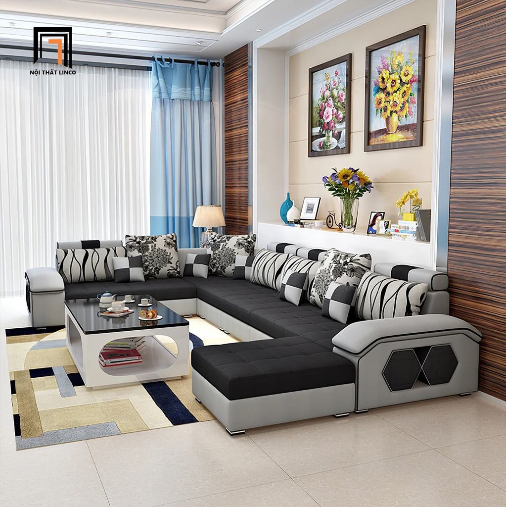 sofa chữ U dài 3m9 sang trọng