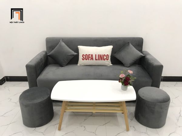 sofa, ghế sofa, bộ ghế sofa băng, sofa văng giá rẻ, sofa băng xám đen vải nhung, sofa băng 1m9