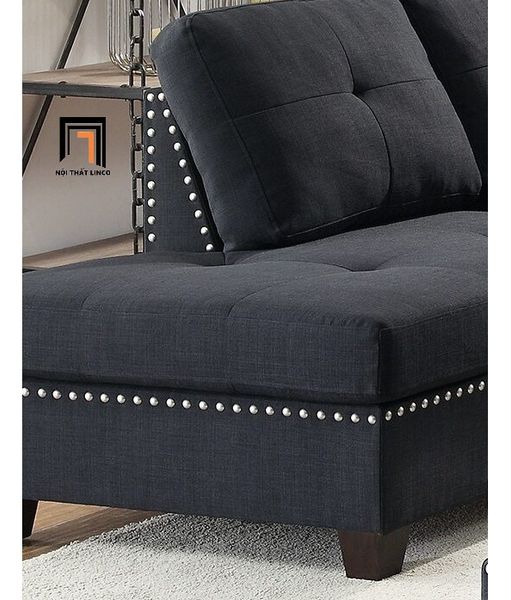 sofa, ghế sofa, bộ ghế sofa góc 2m4 x 1m8, sofa góc vải nỉ, sofa góc xám đen, sofa góc kiểu dáng châu Âu