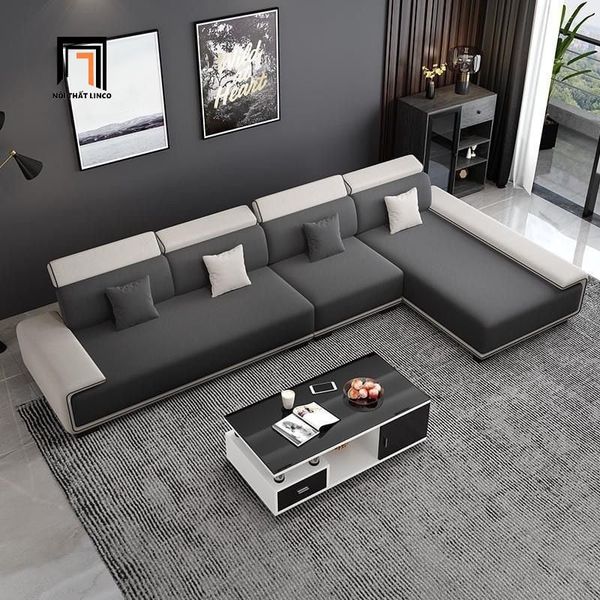 sofa, ghế sofa, bộ ghế sofa phòng khách, set ghế sofa phòng khách hiện đại, bộ ghế sofa nỉ phối màu đen trắng