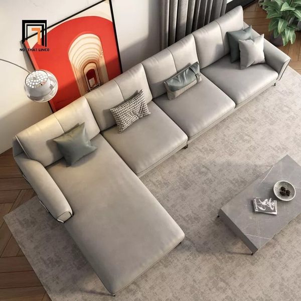 sofa, ghế sofa, bộ ghế sofa phòng khách, sofa góc da công nghiệp, sofa góc da giả màu xám, sofa góc 3m x 1m6