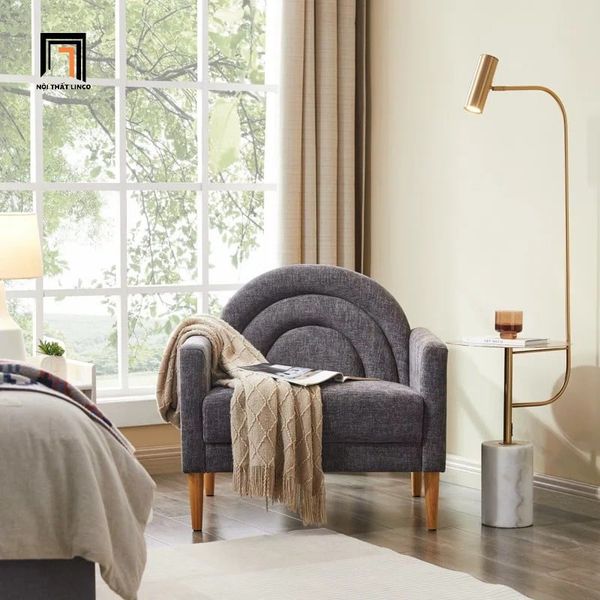 sofa, ghế sofa, sofa đơn kiểu cong, sofa đơn vải nỉ mềm, sofa đơn nhỏ gọn, sofa đơn trang trí cho sảnh chờ tiệm shop