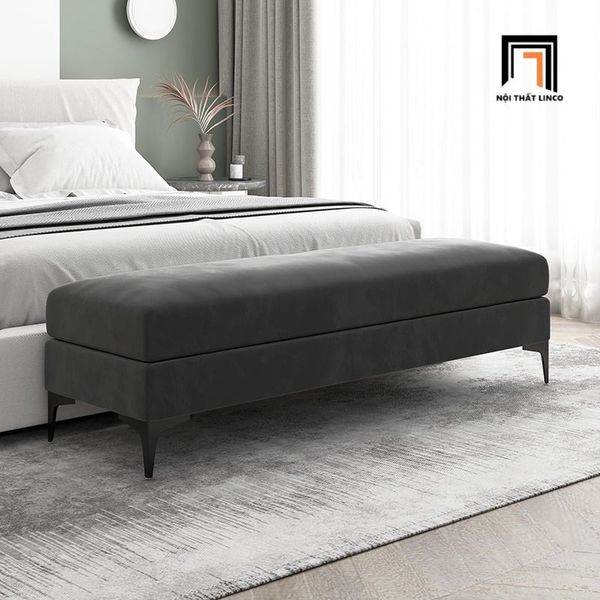 sofa, ghế sofa, sofa đôn chữ nhật, đôn ghế sofa vải nhung xám, sofa nhỏ gọn