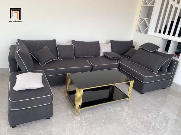 sofa, ghế sofa, bộ ghế sofa góc xám đậm, sofa góc 3m1 x 1m6, sofa góc giá rẻ, sofa kiểu dáng hiện đại, sofa l