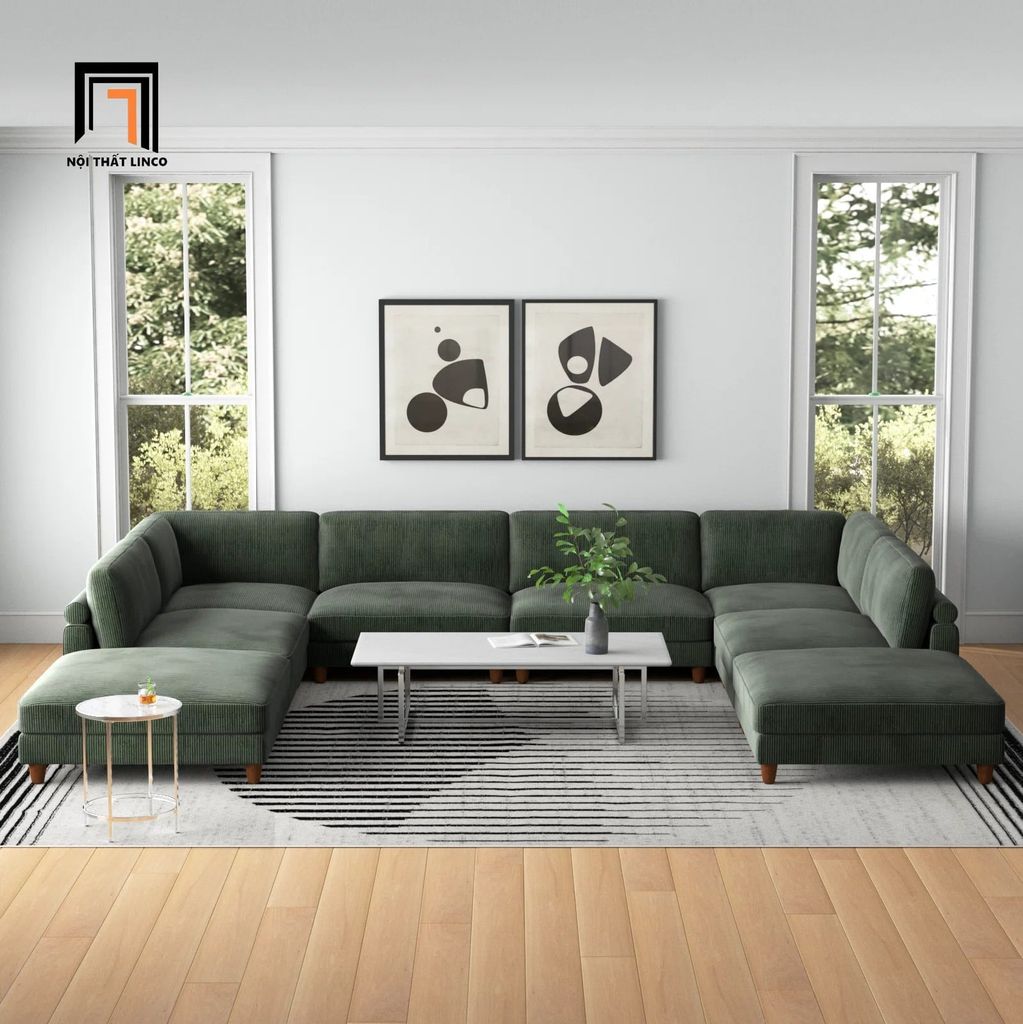 sofa chữ U dài 3m4 cho phòng khách