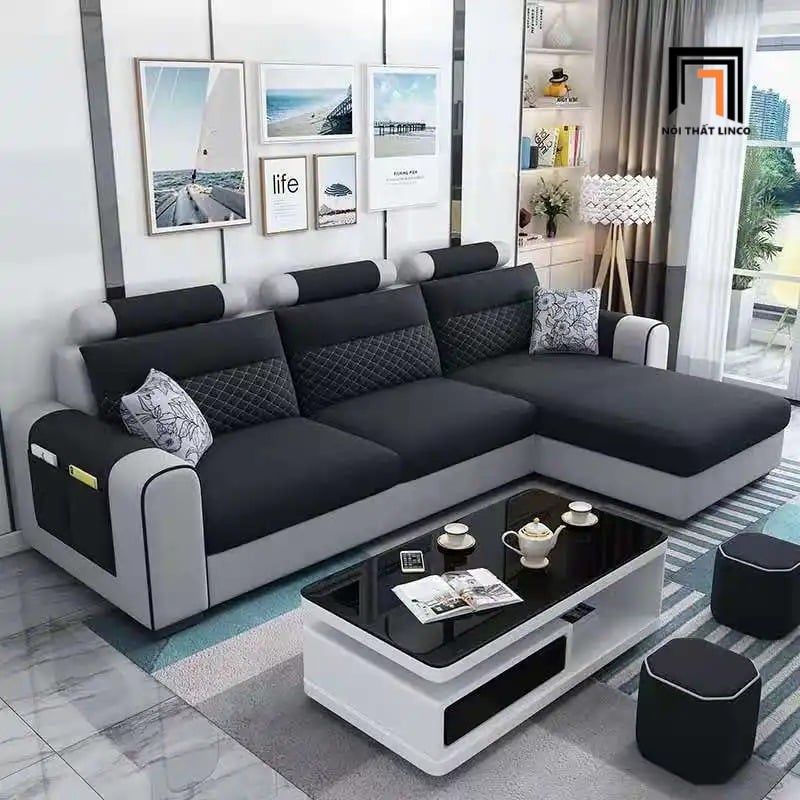sofa chữ U dài 3m4 bọc vải