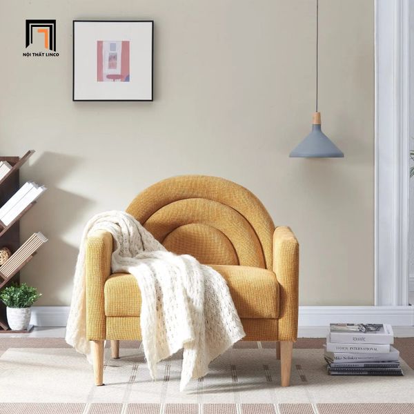 sofa, ghế sofa, sofa đơn kiểu cong, sofa đơn vải nỉ mềm, sofa đơn nhỏ gọn, sofa đơn trang trí cho sảnh chờ tiệm shop