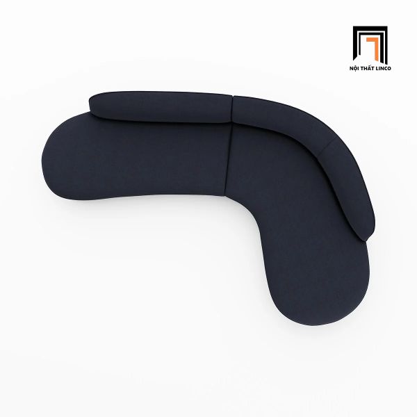 sofa, ghế sofa, sofa góc 2m8 x 1m8, sofa góc màu xanh đậm vải nỉ, bộ ghế sofa góc kiểu dáng cong, sofa đẹp