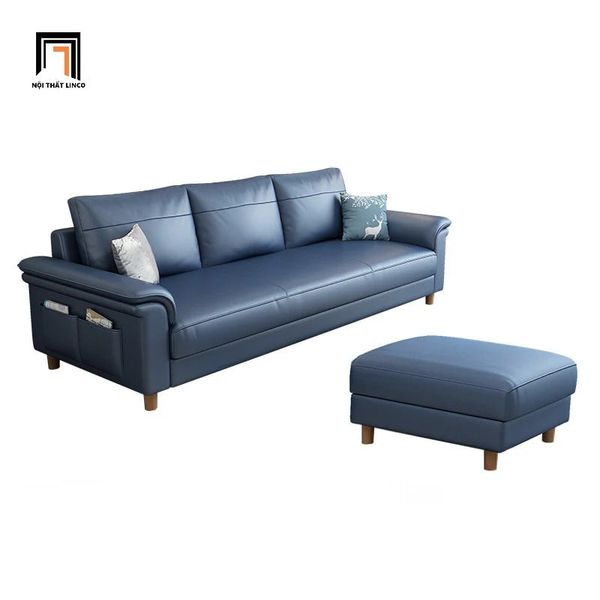 sofa, ghế sofa, sofa băng, sofa văng, sofa băng 2m1, sofa da Pu xanh dương, sofa băng phòng khách