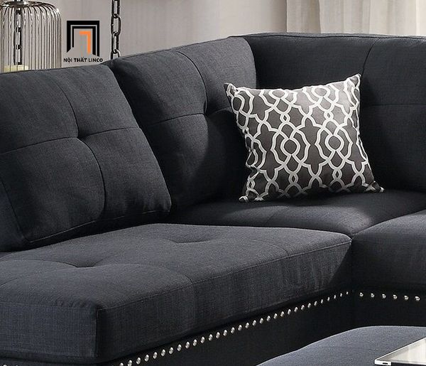 sofa, ghế sofa, bộ ghế sofa góc 2m4 x 1m8, sofa góc vải nỉ, sofa góc xám đen, sofa góc kiểu dáng châu Âu