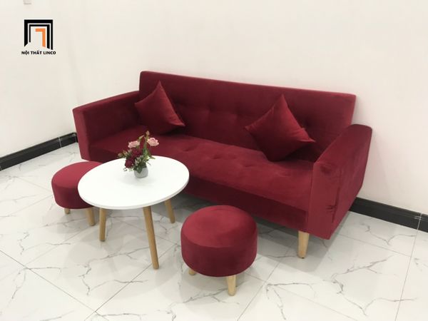 sofa, ghế sofa, bộ ghế sofa đỏ đô vải nhung, sofa giường 2m, sofa giường nằm, bộ ghế sofa giá rẻ