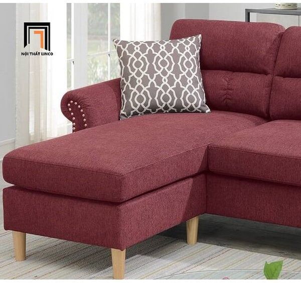 sofa, ghế sofa, bộ ghế sofa nỉ, sofa góc 2m2 x 1m5, sofa góc kiểu dáng hiện đại, sofa góc nỉ màu đỏ đô