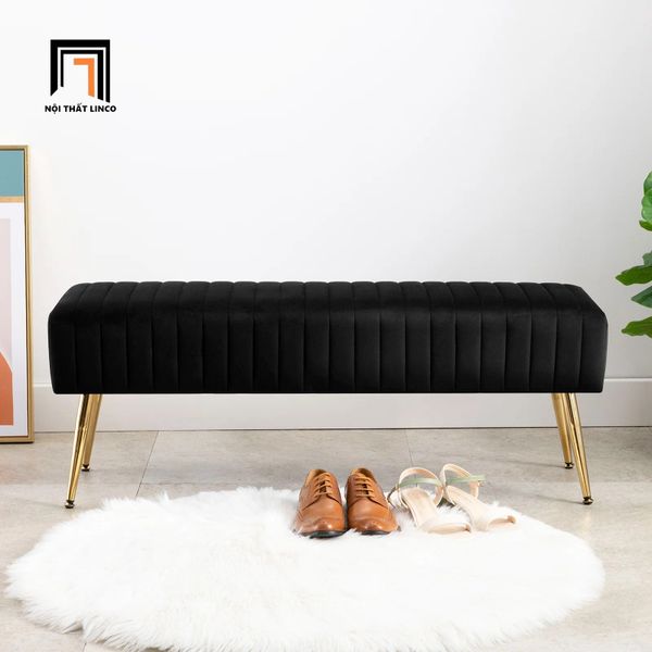 sofa, ghế sofa, sofa đôn chữ nhật vải nhung đen, sofa chân inox, ghế sofa bench, sofa đôn giá rẻ
