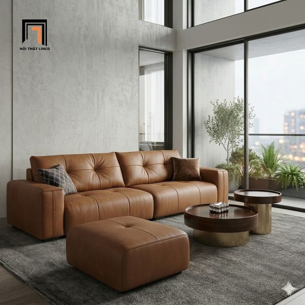 sofa, ghế sofa, bộ ghế sofa băng kèm đôn vuông, sofa băng da 2m2, ghế sofa băng hiện đại, sofa băng cao cấp, sofa băng đẹp