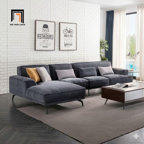 sofa, ghế sofa, sofa góc chữ l vải nỉ xám, bộ ghế sofa góc 3m1 x 1m6, sofa góc phòng khách lớn, sofa góc giá rẻ