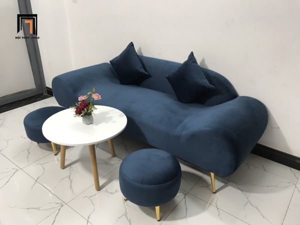 sofa, ghế sofa, bộ ghế sofa thuyền, sofa văng thuyền nằm thư giãn, sofa dài 2m, bộ ghế sofa xanh đậm, sofa vải nhung