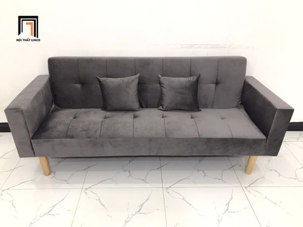 sofa, ghế sofa, bộ ghế sofa giường nằm, sofa giường xám đen vải nhung, sofa giá rẻ, sofa giường 2m