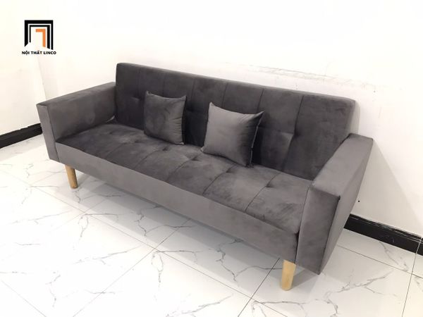 sofa, ghế sofa, bộ ghế sofa giường nằm, sofa giường xám đen vải nhung, sofa giá rẻ, sofa giường 2m