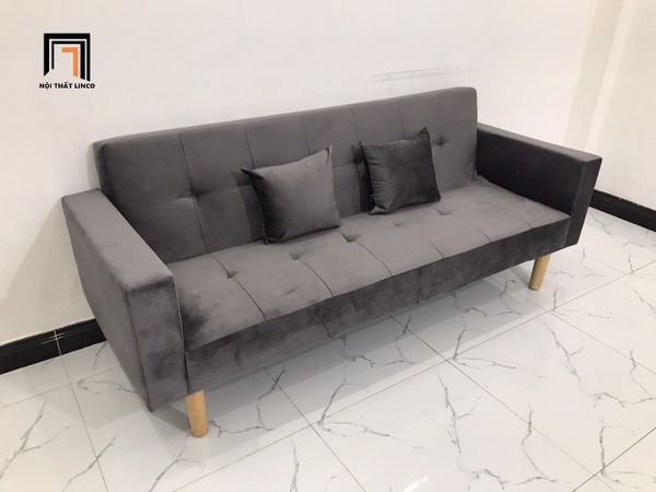 sofa, ghế sofa, bộ ghế sofa giường nằm, sofa giường xám đen vải nhung, sofa giá rẻ, sofa giường 2m