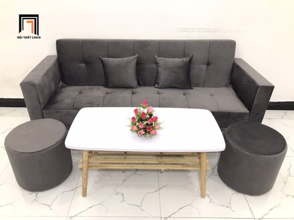 sofa, ghế sofa, bộ ghế sofa giường nằm, sofa giường xám đen vải nhung, sofa giá rẻ, sofa giường 2m