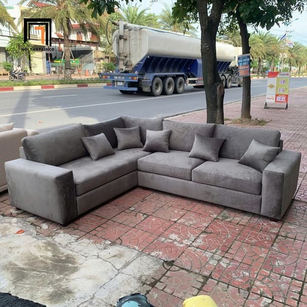 sofa, ghế sofa, sofa góc xám đậm vải nhung, sofa góc 2m5 x 2m, sofa góc giá rẻ, bộ ghế sofa chữ l, sofa góc hiện đại
