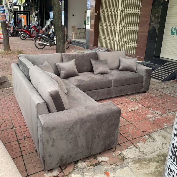 sofa, ghế sofa, sofa góc xám đậm vải nhung, sofa góc 2m5 x 2m, sofa góc giá rẻ, bộ ghế sofa chữ l, sofa góc hiện đại