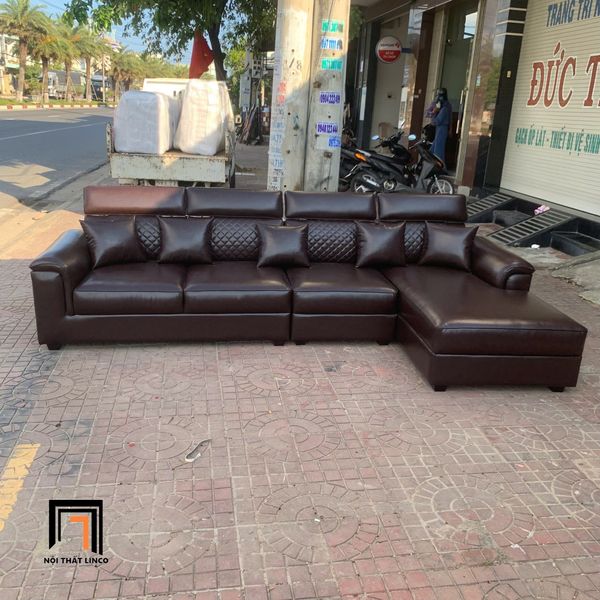 sofa, ghế sofa, sofa góc l da công nghiệp, bộ ghế sofa góc nâu đậm, sofa góc 3m x 1m6 sang trọng, sofa góc hiện đại