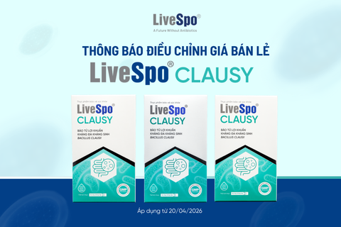 THÔNG BÁO ĐIỀU CHỈNH GIÁ BÁN LẺ SẢN PHẨM LIVESPO CLAUSY