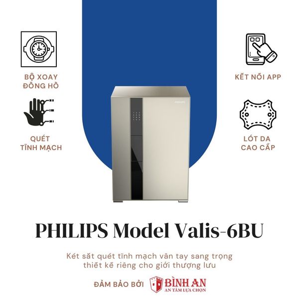 Tổng quan và bộ sản phẩm của két sắt PHILIPS VALIS-6BU (113kg)