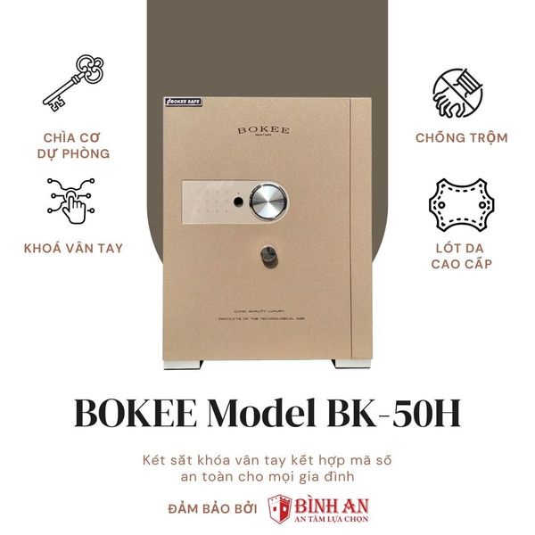 Két sắt BOKEE BK-50H (45kg) Tay Nắm Ẩn Thông Minh Kết Nối Điện Thoại