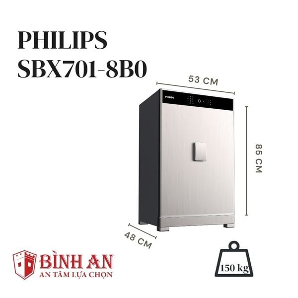 Kích thước ngoài Két sắt PHILIPS SBX701-8B0 (150kg)