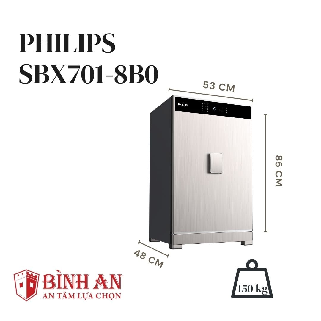 Két sắt PHILIPS SBX701-8B0 có số lượng nhập khẩu về Việt Nam rất ít nên cần liên hệ Két Sắt Bình An xác nhận trước