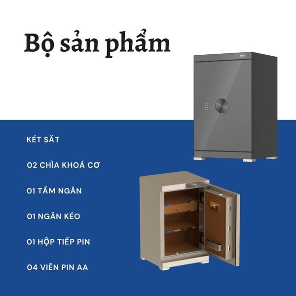 Bộ sản phẩm của Két sắt PHILIPS SBX602-7CU (113kg) Kết Nối App Điện Thoại