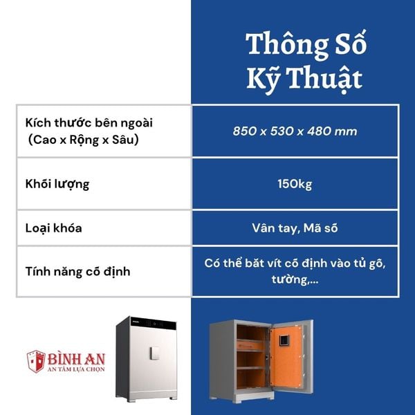 Thông số chi tiết Két sắt PHILIPS SBX701-8B0 (150kg)