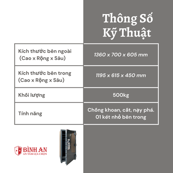 Két sắt Truly TSD-135 (495KG) Thép 12mm Chống Cạy