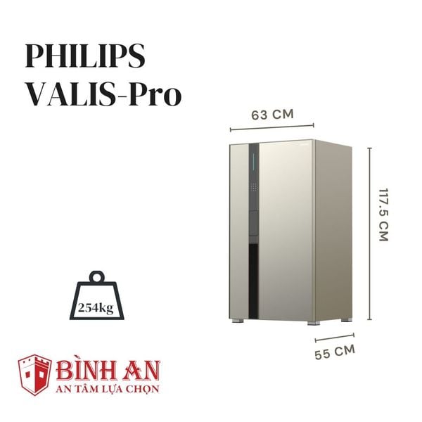 Kích thước bên ngoài của Két sắt PHILIPS VALIS-Pro (254kg)