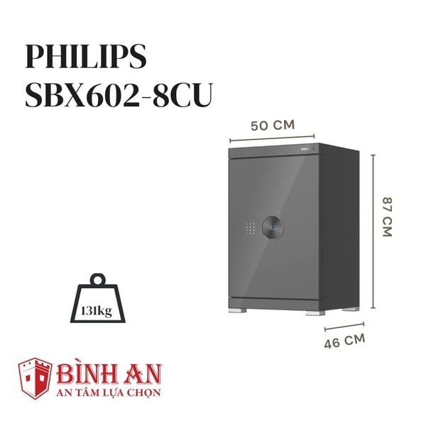 Kích thước bên ngoài của Két sắt PHILIPS SBX602-8CU (131kg)