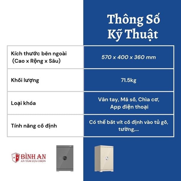 Bảng thông số kỹ thuật chi tiết của két sắt Philips SBX602-5CU
