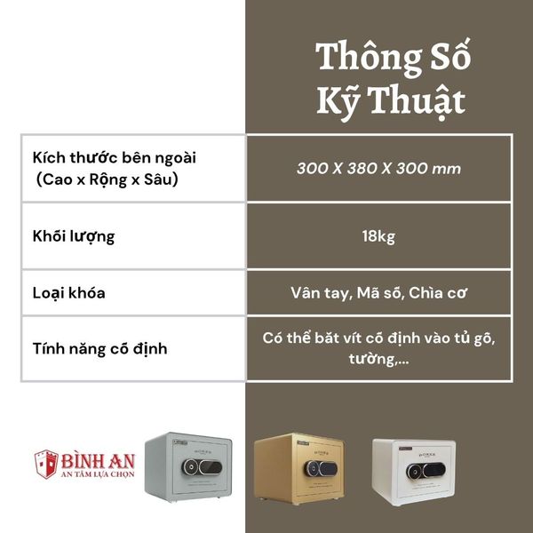 Két sắt BOKEE BK-30VT (18kg) Khóa Vân Tay Kết Nối App Điện Thoại
