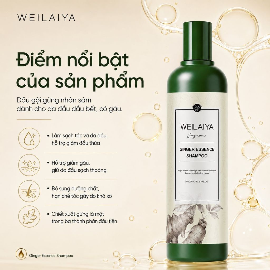 Dầu gội Weilaiya Ginger Essence Shampoo