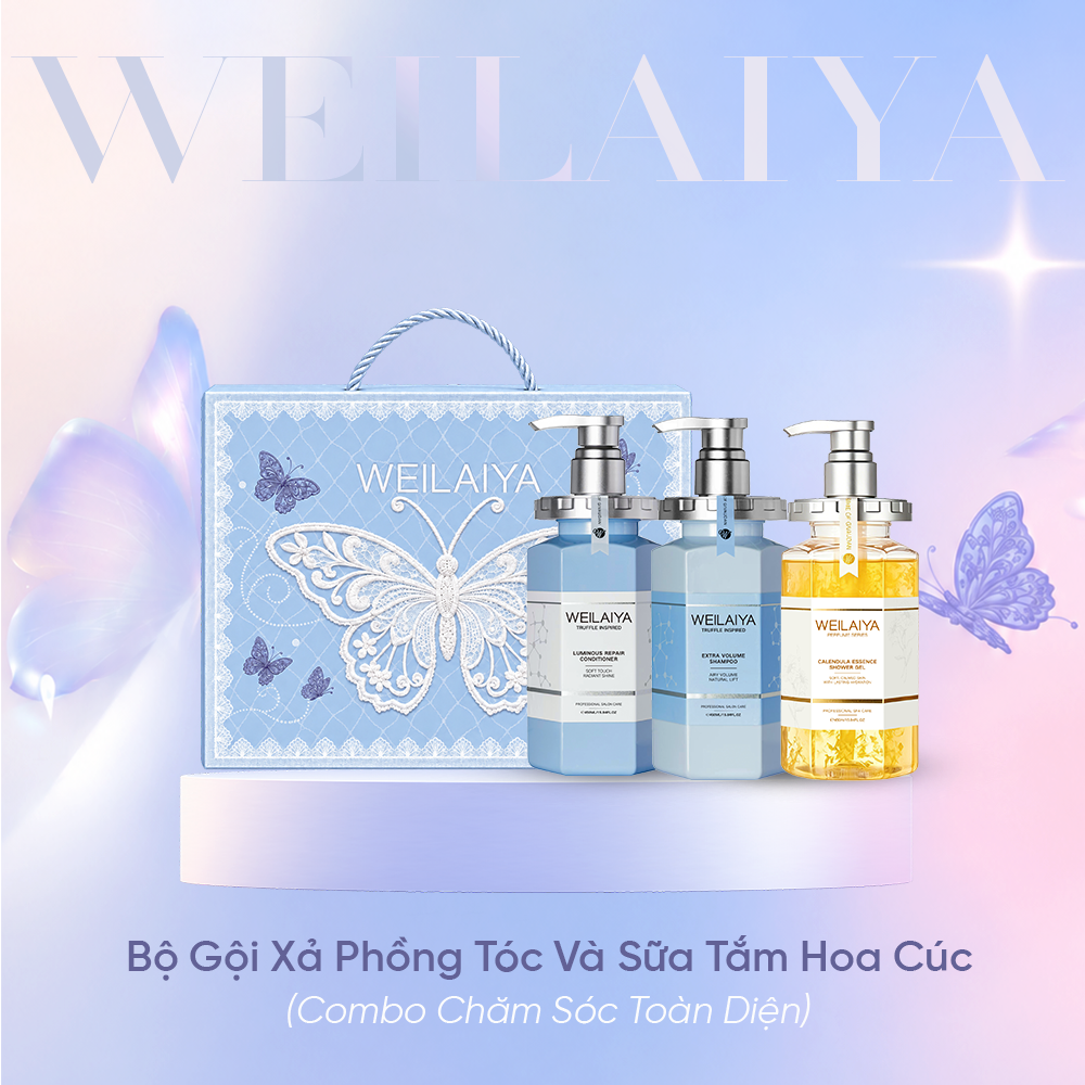 Hộp quà Bộ gội xả phồng tóc và Sữa tắm Hoa Cúc Weilaiya