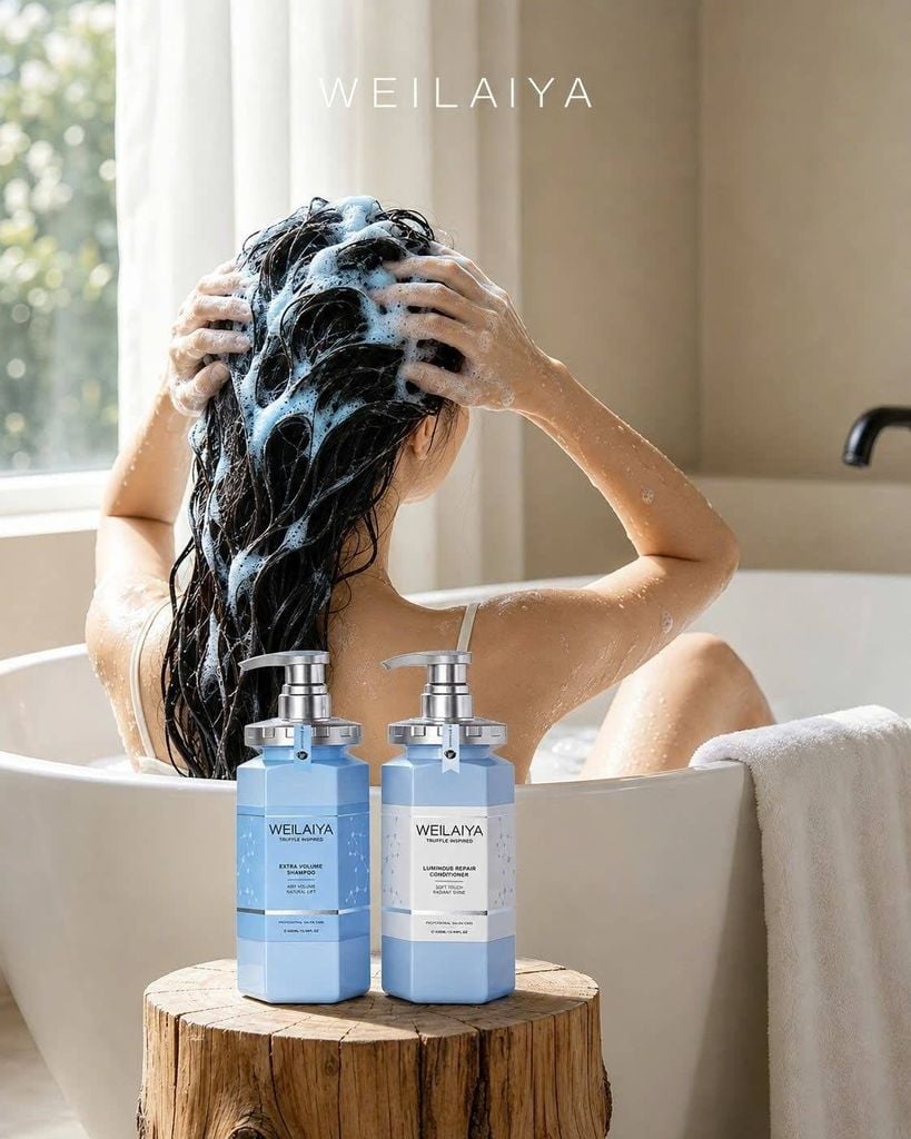 Dầu gội Weilaiya Extra Volume Shampoo kết hợp cùng Dầu xả Weilaiya Luminous Repair Conditioner