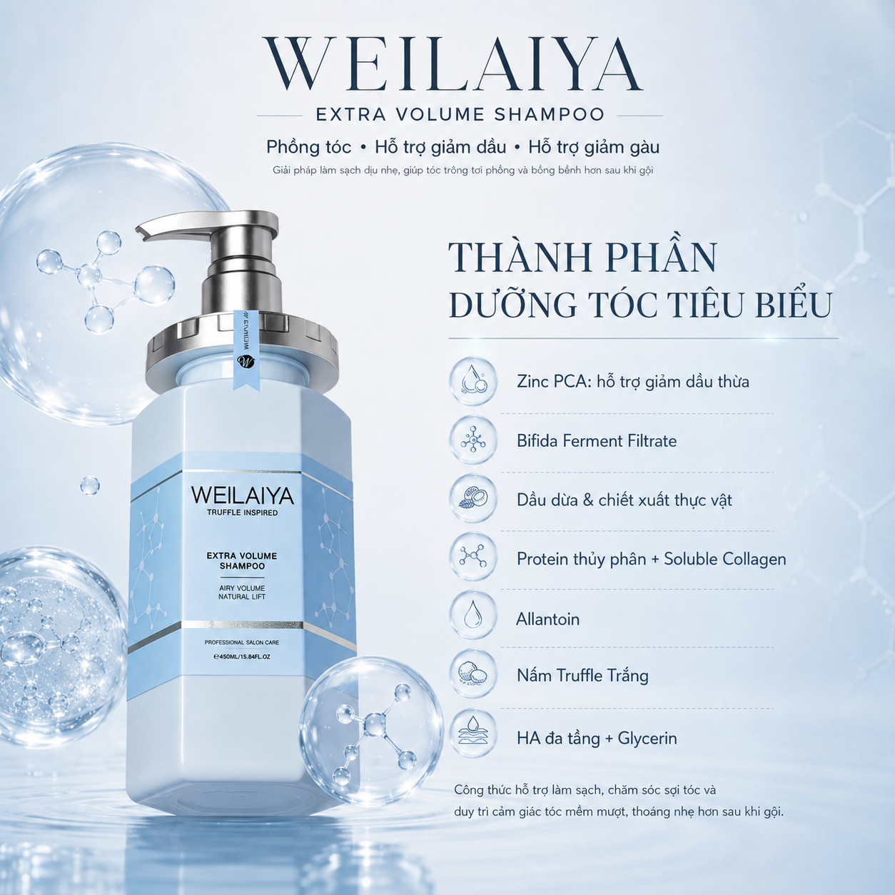 thành phần nổi bật Dầu Gội Weilaiya Extra Volume Shampoo